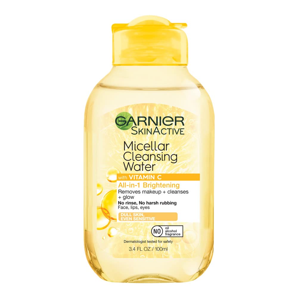 Garnier Micellar Water with Vitamin C, Facial Cleanser & Makeup Remover, Brightening & Hydrating, For All Skin Types, Vegan, Cruelty Free, 13.5 Fl Oz (400mL), 2 Count