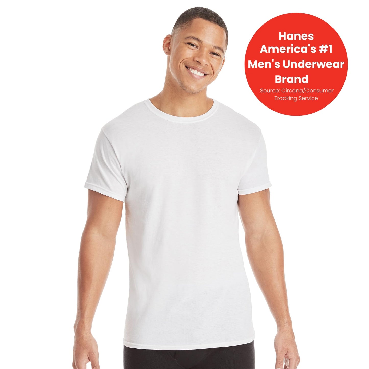 Hanes Men's Cotton, Moisture-Wicking Crew Tee Undershirts, Multi-Packs Available