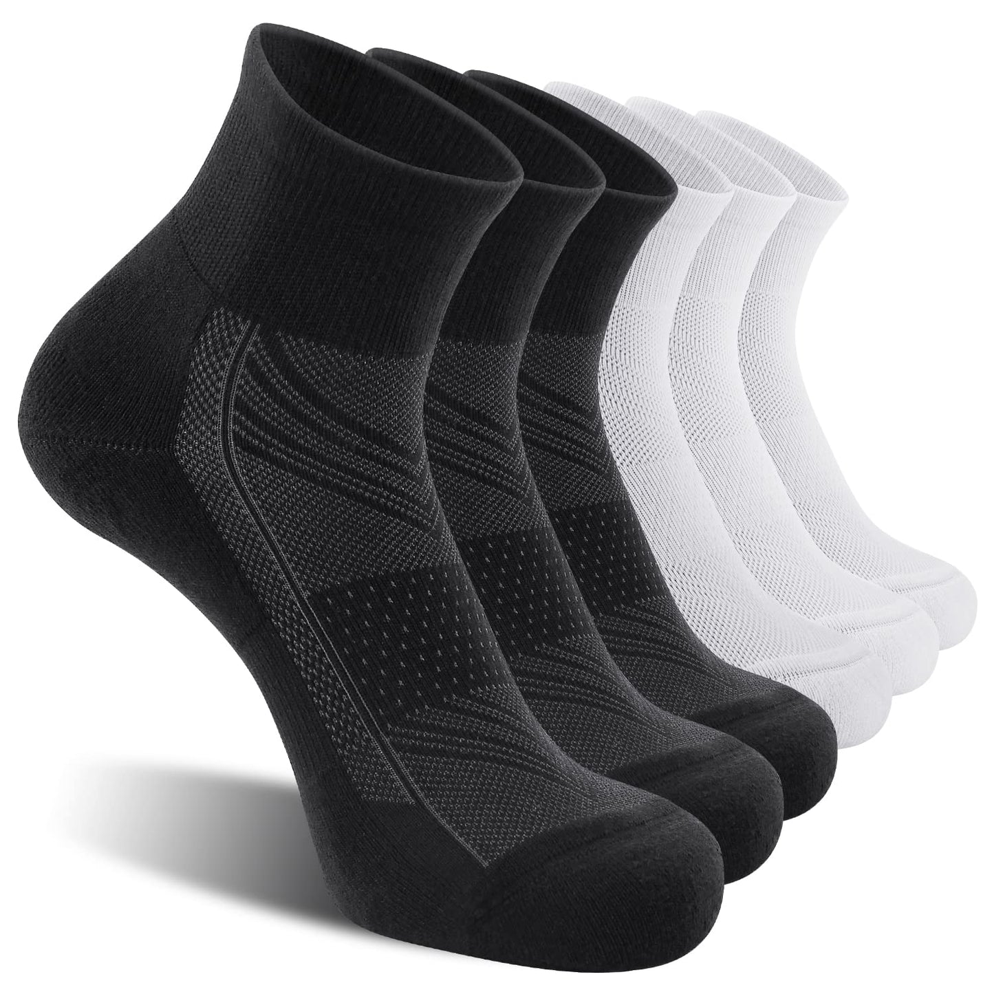 CelerSport 6 Pack Men's Ankle Socks with Cushion, Sport Athletic Running Socks