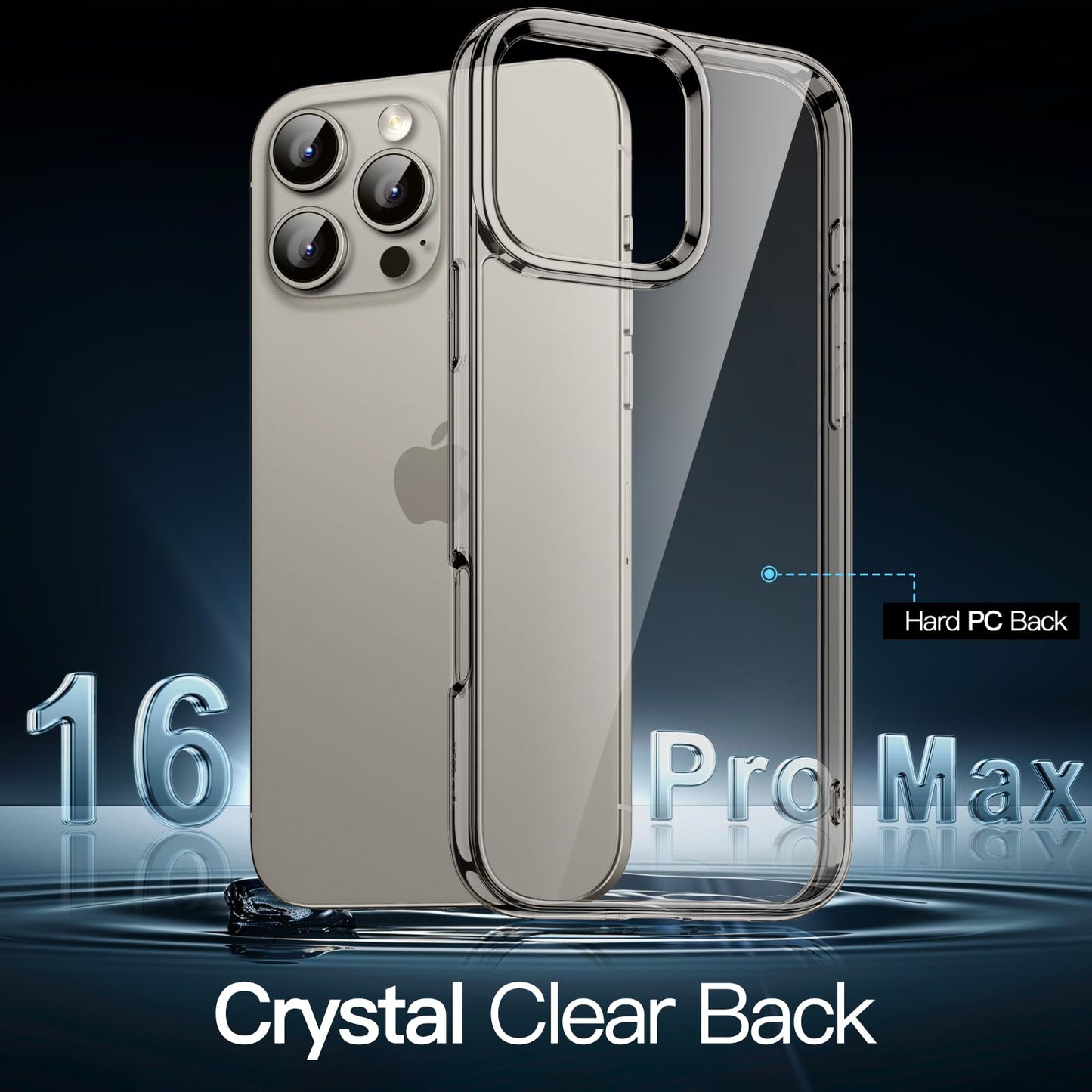 JETech Case for iPhone 16 Pro Max 6.9-Inch, Non-Yellowing Shockproof Phone Bumper Cover, Anti-Scratch Clear Back (Clear)