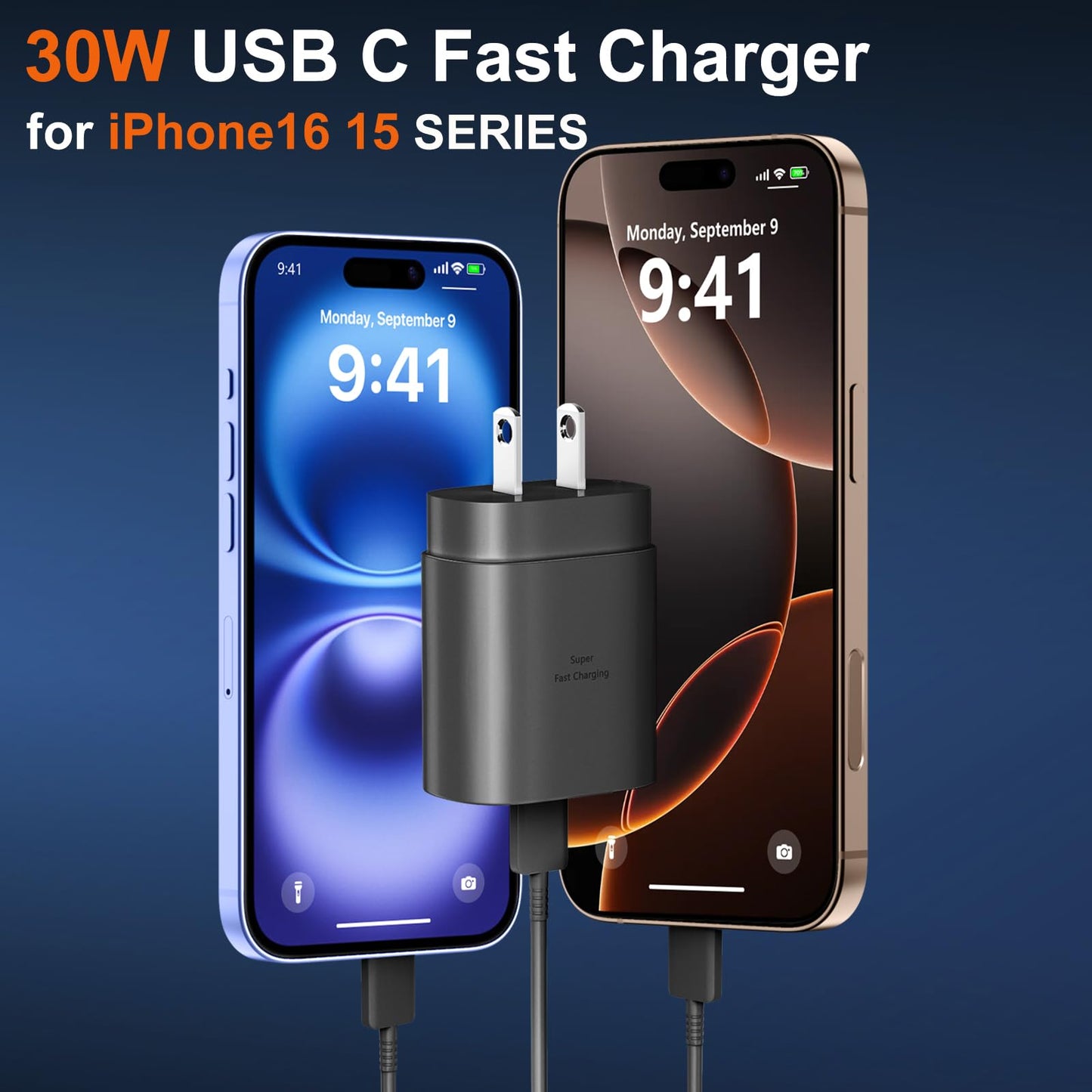 iPhone 16 15 Pro Max Charger Fast Charging, 30W USB C iPhone 15 16 Pro Max Fast Charger Block with 10FT Long USB C Charging Cable for iPhone 16 Pro Max/16 Pro/15 Pro Max, iPad, S24 Ultra