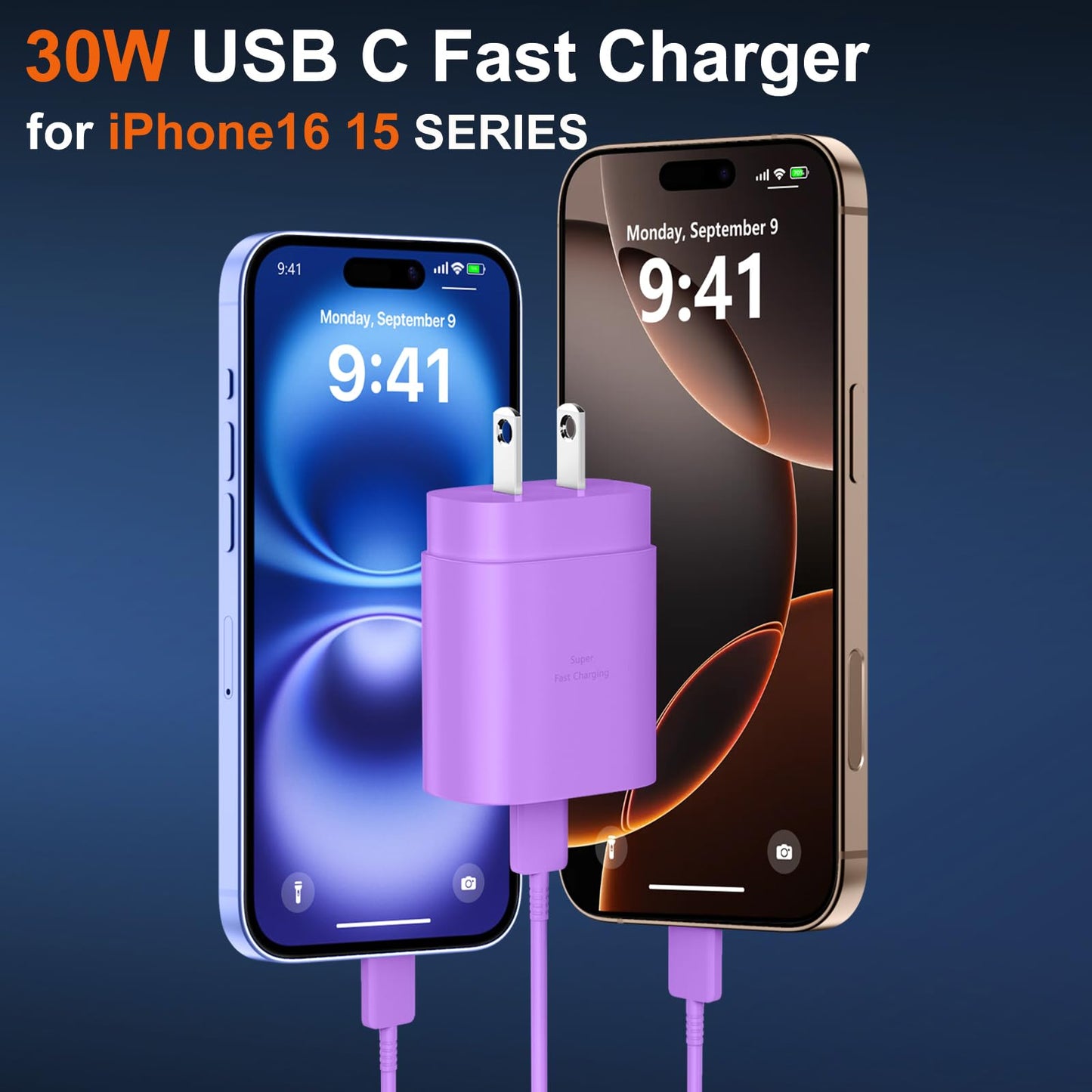 iPhone 16 15 Pro Max Charger Fast Charging, 30W USB C iPhone 15 16 Pro Max Fast Charger Block with 10FT Long USB C Charging Cable for iPhone 16 Pro Max/16 Pro/15 Pro Max, iPad, S24 Ultra