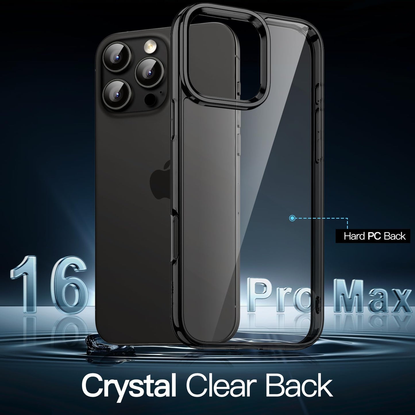 JETech Case for iPhone 16 Pro Max 6.9-Inch, Non-Yellowing Shockproof Phone Bumper Cover, Anti-Scratch Clear Back (Clear)