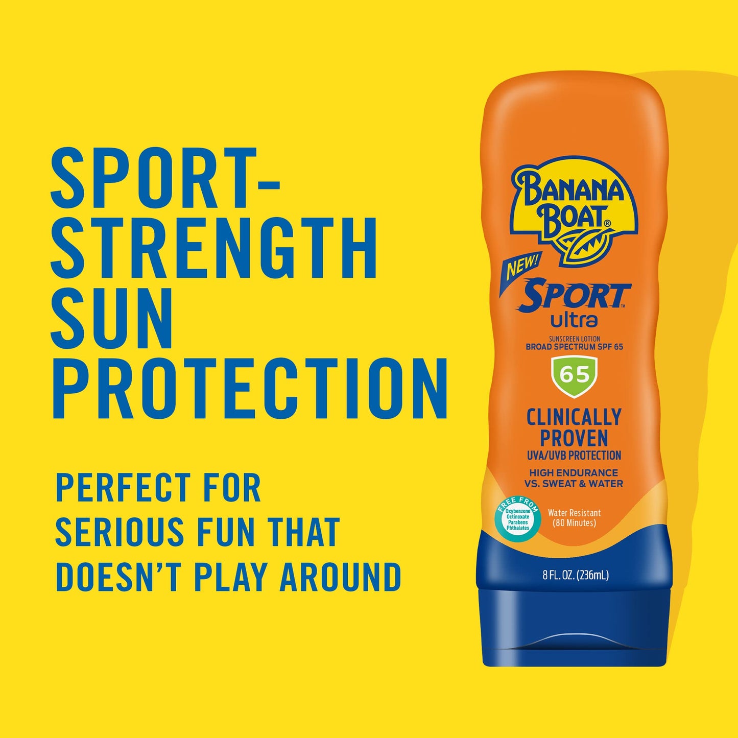 Banana Boat Sport Ultra SPF 65 Sunscreen Lotion, 8oz | Banana Boat Sunscreen SPF 65 Lotion, Oxybenzone Free Sunscreen, Banana Boat Lotion Sunscreen, High SPF Sunscreen, Water Resistant Sunscreen, 8oz