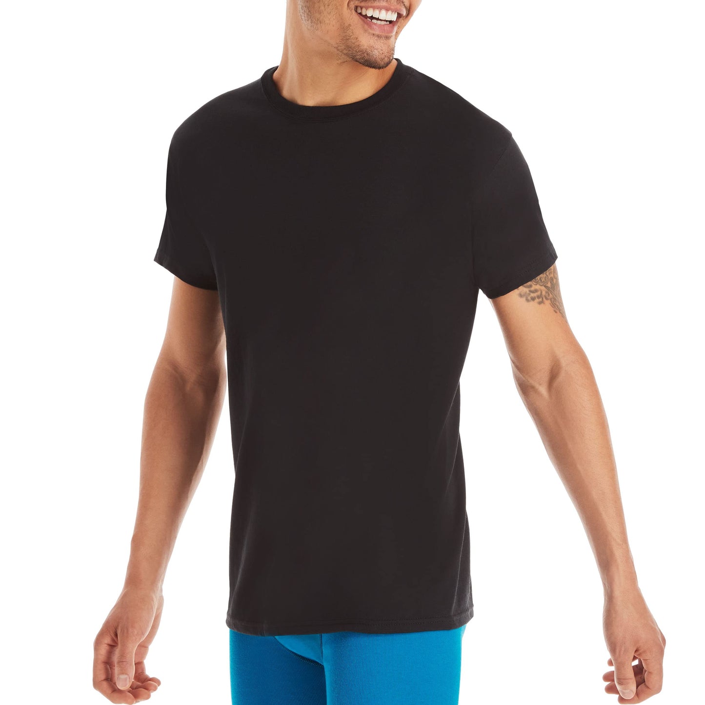 Hanes Men's Cotton, Moisture-Wicking Crew Tee Undershirts, Multi-Packs Available