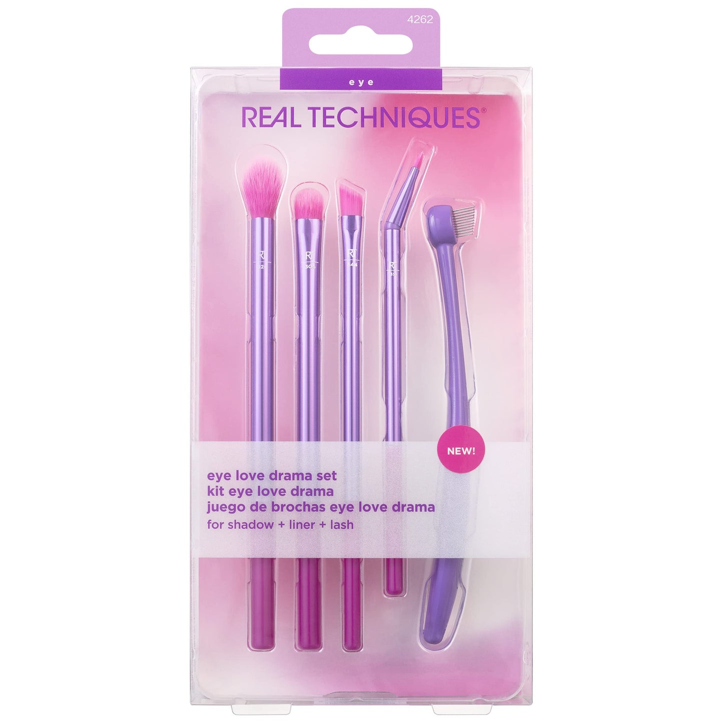 Real Techniques 8 Piece Everyday Eye Essentials Makeup Brush Set, Eye Brushes for Eye Liner, Eyeshadow, Brows, & Lashes, Travel Friendly, Gift Set, Synthetic Bristles, Cruelty-Free & Vegan