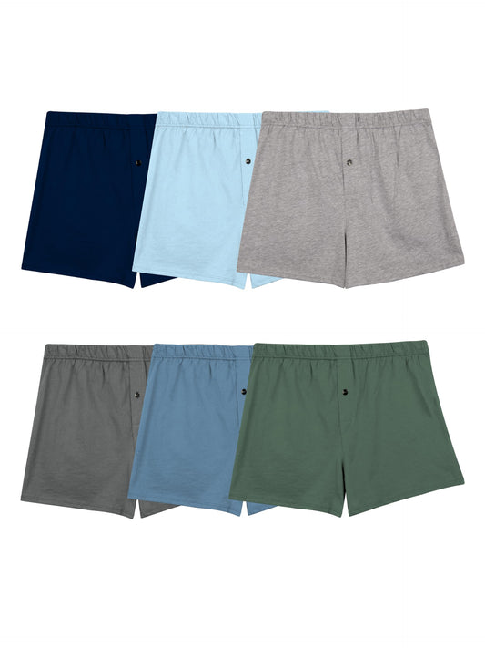 Fruit of the Loom Men's Tag Free Knit Boxer Shorts, Relaxed Fit, Moisture Wicking, Assorted Color Multipacks