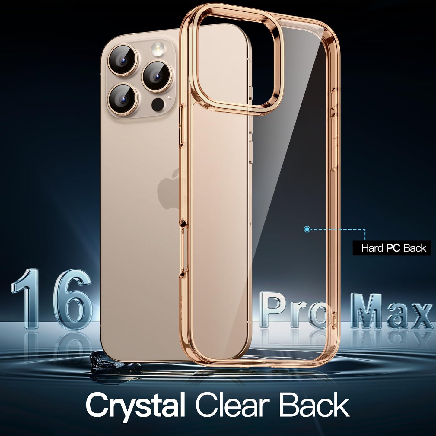 JETech Case for iPhone 16 Pro Max 6.9-Inch, Non-Yellowing Shockproof Phone Bumper Cover, Anti-Scratch Clear Back (Clear)