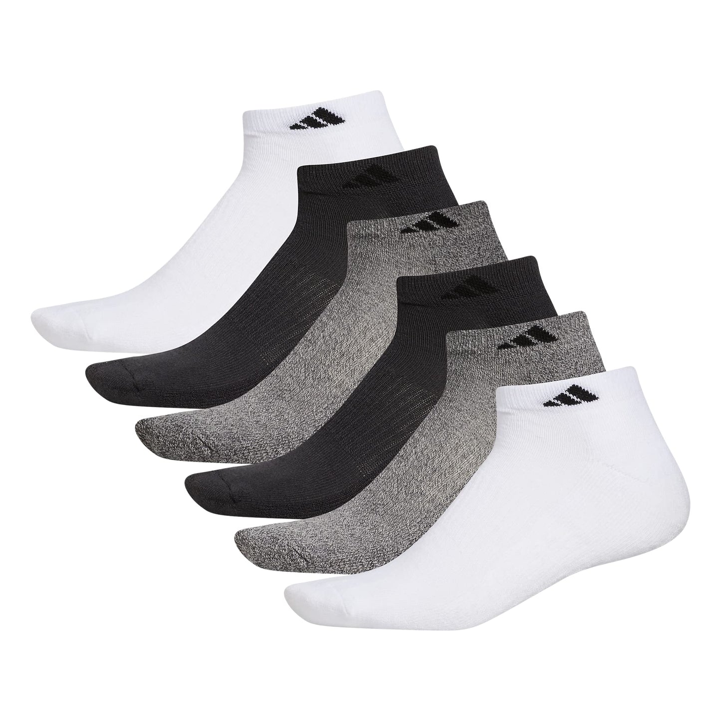 adidas Men's Athletic Cushioned Low Cut Socks with Arch Compression for a Secure Fit (6-Pair)