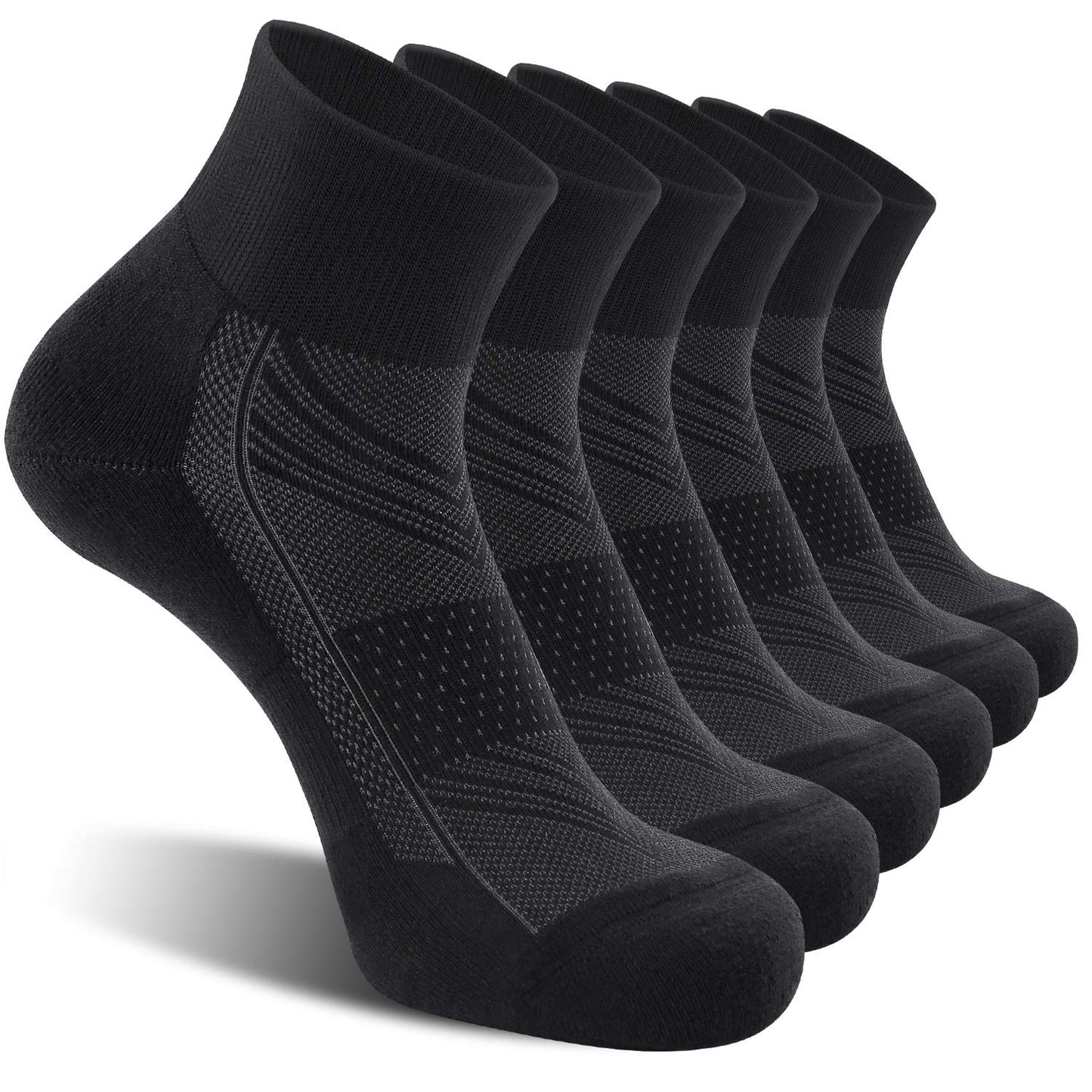 CelerSport 6 Pack Men's Ankle Socks with Cushion, Sport Athletic Running Socks