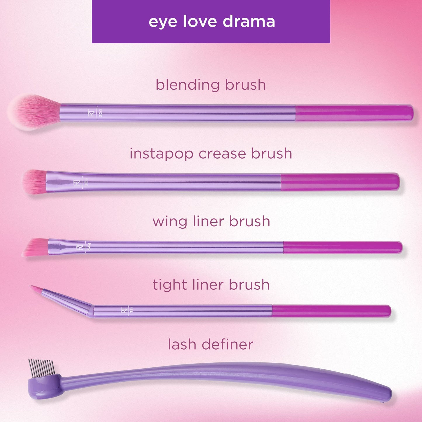 Real Techniques 8 Piece Everyday Eye Essentials Makeup Brush Set, Eye Brushes for Eye Liner, Eyeshadow, Brows, & Lashes, Travel Friendly, Gift Set, Synthetic Bristles, Cruelty-Free & Vegan