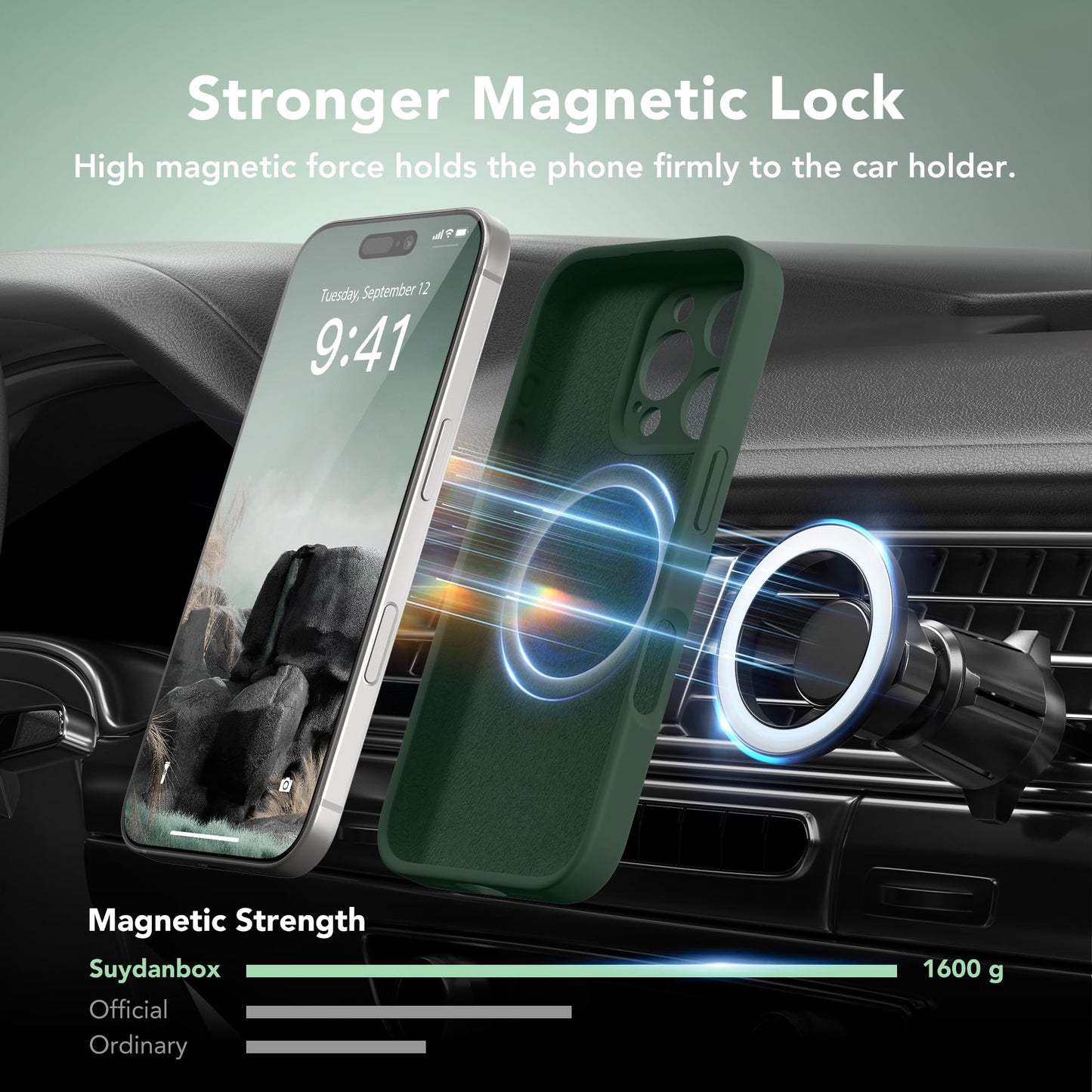 Magnetic for iPhone 16 Pro Max Case, Compatible with MagSafe, [Full Camera Protection][Screen Protector] Silicone Shockproof Protective Phone Case for iPhone 16 Pro Max 6.9", Calke Green