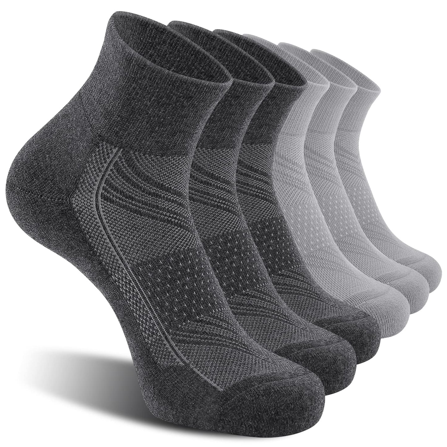 CelerSport 6 Pack Men's Ankle Socks with Cushion, Sport Athletic Running Socks